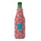 Coral & Teal Zipper Bottle Cooler - FRONT (bottle)