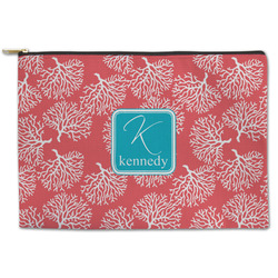 Coral & Teal Zipper Pouch - Large - 12.5"x8.5" (Personalized)