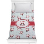 Santa Clause Making Snow Angels Comforter - Twin w/ Name or Text