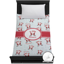 Santa Clause Making Snow Angels Duvet Cover - Twin XL w/ Name or Text