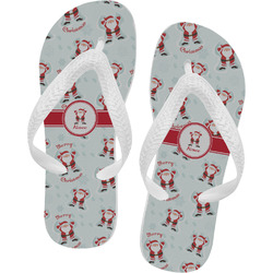 Santa Clause Making Snow Angels Flip Flops - Large w/ Name or Text