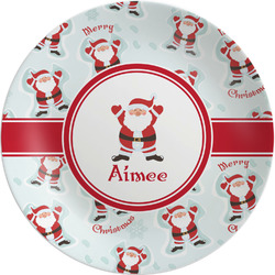 Santa Clause Making Snow Angels Melamine Plate (Personalized)