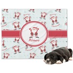 Santa Clause Making Snow Angels Dog Blanket - Large w/ Name or Text