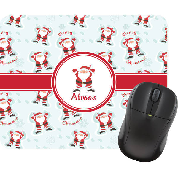 Custom Santa Clause Making Snow Angels Rectangular Mouse Pad w/ Name or Text