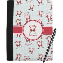 Santa Clause Making Snow Angels Notebook Padfolio - Large w/ Name or Text