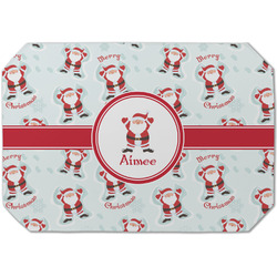 Santa Clause Making Snow Angels Dining Table Mat - Octagon (Single-Sided) w/ Name or Text