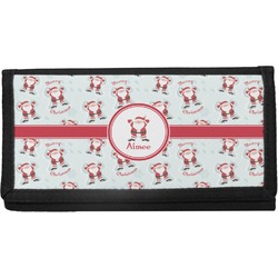 Santa Clause Making Snow Angels Canvas Checkbook Cover w/ Name or Text