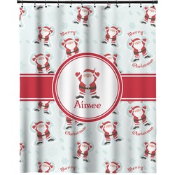 Santa Clause Making Snow Angels Extra Long Shower Curtain - 70"x84" w/ Name or Text