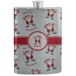 Santa Clause Making Snow Angels Stainless Steel Flask w/ Name or Text