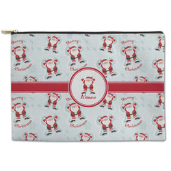 Santa Clause Making Snow Angels Zipper Pouch - Large - 12.5"x8.5" w/ Name or Text