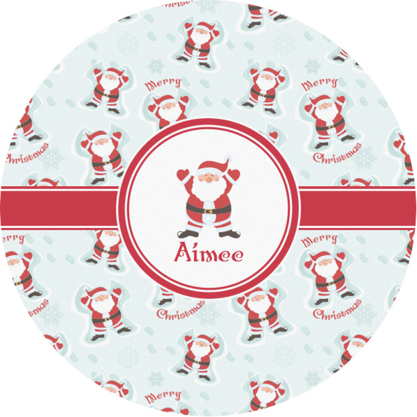 Custom Santa Clause Making Snow Angels Multipurpose Round Labels - 1" (Personalized)