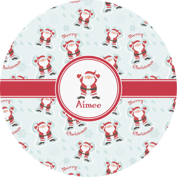 Custom Santa Clause Making Snow Angels Multipurpose Round Labels - 2" (Personalized)