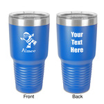 Santa Clause Making Snow Angels 30 oz Stainless Steel Tumbler - Royal Blue - Double-Sided (Personalized)