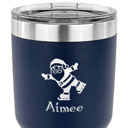Santa Clause Making Snow Angels 30 oz Stainless Steel Tumbler - Navy - Single Sided (Personalized)