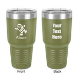 Santa Clause Making Snow Angels 30 oz Stainless Steel Tumbler - Olive - Double-Sided (Personalized)