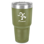 Santa Clause Making Snow Angels 30 oz Stainless Steel Tumbler - Olive - Single-Sided (Personalized)