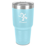 Santa Clause Making Snow Angels 30 oz Stainless Steel Tumbler - Teal - Single-Sided (Personalized)