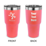 Santa Clause Making Snow Angels 30 oz Stainless Steel Tumbler - Coral - Double Sided (Personalized)