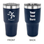 Santa Clause Making Snow Angels 30 oz Stainless Steel Tumbler - Navy - Double Sided (Personalized)