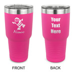 Santa Clause Making Snow Angels 30 oz Stainless Steel Tumbler - Pink - Double Sided (Personalized)