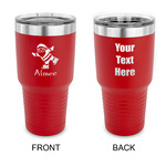 Santa Clause Making Snow Angels 30 oz Stainless Steel Tumbler - Red - Double Sided (Personalized)