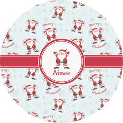 Santa Clause Making Snow Angels Multipurpose Round Labels - 5" (Personalized)