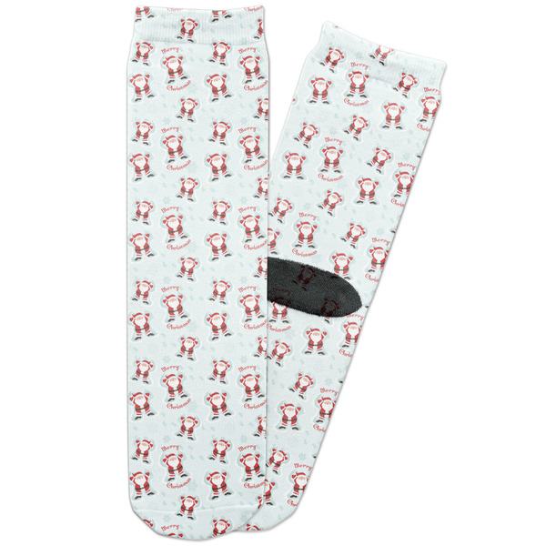 Custom Santa Clause Making Snow Angels Adult Crew Socks