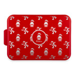 Santa Clause Making Snow Angels Aluminum Baking Pan with Red Lid (Personalized)