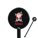 Santa Clause Making Snow Angels 5.5" Round Plastic Stir Sticks - Black - Single Sided (Personalized)