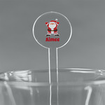 Santa Clause Making Snow Angels 7" Round Plastic Stir Sticks - Clear (Personalized)