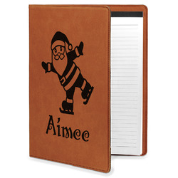 Santa Clause Making Snow Angels Leatherette Portfolio with Notepad (Personalized)