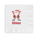 Santa Clause Making Snow Angels Coined Cocktail Napkins (Personalized)