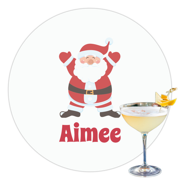 Custom Santa Clause Making Snow Angels Printed Drink Topper - 3.5" (Personalized)