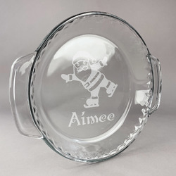 Santa Clause Making Snow Angels Glass Pie Dish - 9.5in Round (Personalized)