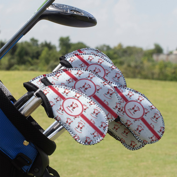 Custom Santa Clause Making Snow Angels Golf Club Iron Cover - Set of 9 (Personalized)