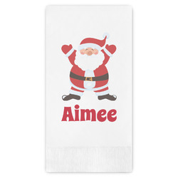 Santa Clause Making Snow Angels Guest Napkins - Full Color - Embossed Edge (Personalized)