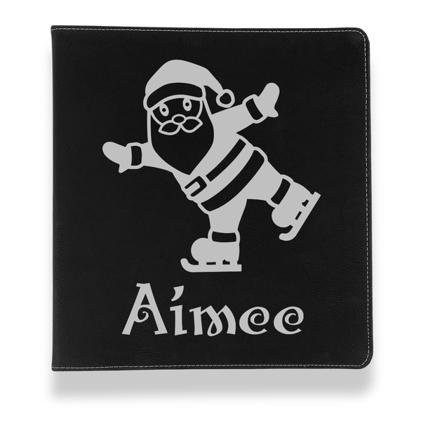 Custom Santa Clause Making Snow Angels Leather Binder - 1" - Black (Personalized)