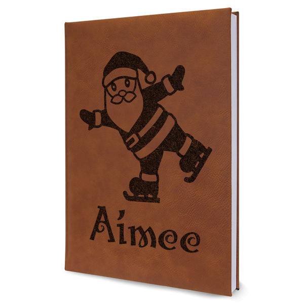 Custom Santa Clause Making Snow Angels Leather Sketchbook - Large - Double Sided (Personalized)