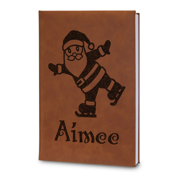 Custom Santa Clause Making Snow Angels Leatherette Journal - Large - Double Sided (Personalized)