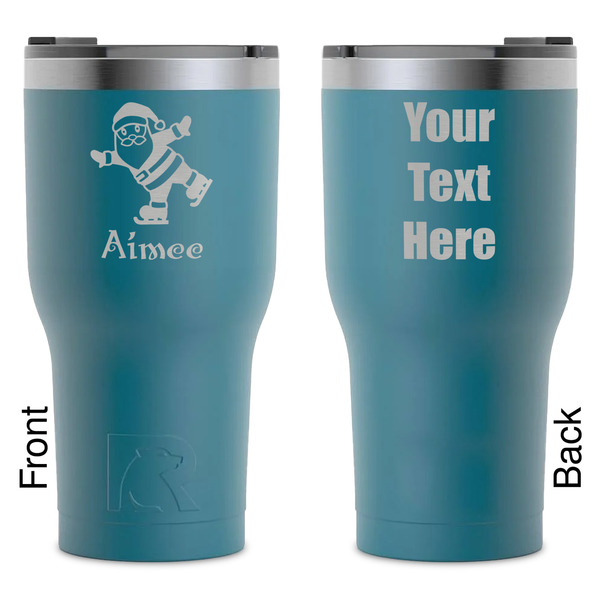 Custom Santa Clause Making Snow Angels RTIC Tumbler - Dark Teal - Laser Engraved - Double-Sided (Personalized)