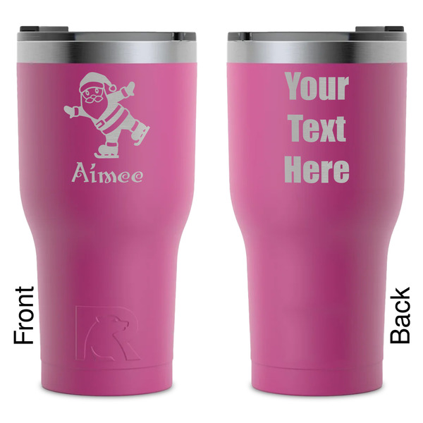 Custom Santa Clause Making Snow Angels RTIC Tumbler - Magenta - Laser Engraved - Double-Sided (Personalized)