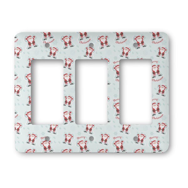 Custom Santa Clause Making Snow Angels Rocker Style Light Switch Cover - Three Switch