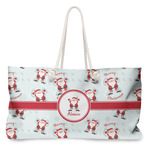 Santa Clause Making Snow Angels Large Tote Bag with Rope Handles (Personalized)