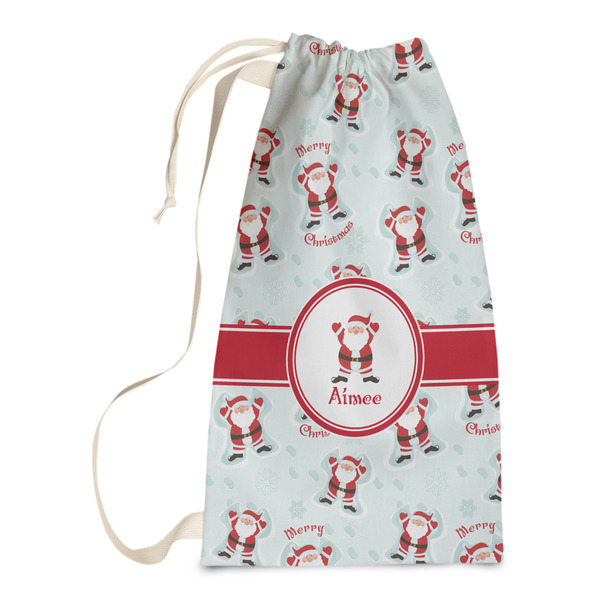 Custom Santa Clause Making Snow Angels Laundry Bags - Small (Personalized)