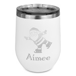 Santa Clause Making Snow Angels Stemless Stainless Steel Wine Tumbler - White - Single Sided (Personalized)