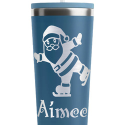 Santa Clause Making Snow Angels RTIC Everyday Tumbler with Straw - 28oz - Steel Blue - Double-Sided (Personalized)