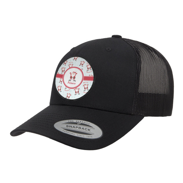 Custom Santa Clause Making Snow Angels Trucker Hat - Black (Personalized)