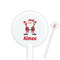 Santa Clause Making Snow Angels White Plastic 5.5" Stir Stick - Round - Closeup