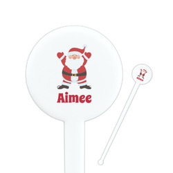 Santa Clause Making Snow Angels 7" Round Plastic Stir Sticks - White - Double Sided (Personalized)