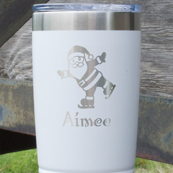 Santa Clause Making Snow Angels 20 oz Stainless Steel Tumbler - White - Double Sided (Personalized)
